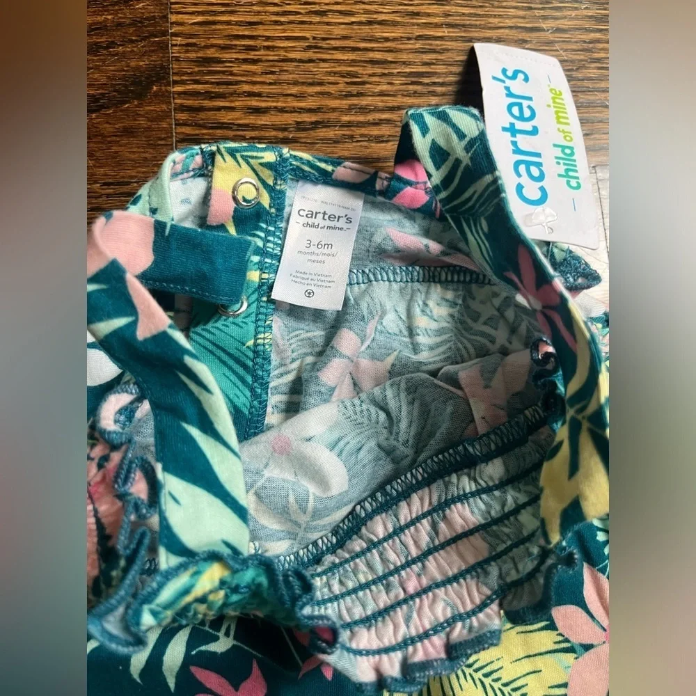 Carters Floral Tank Romper Baby Girl Sz. 3-6 months cotton NWT
